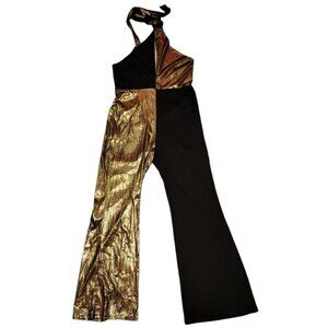 Color Block Cross Halter Sleeveless Jumpsuit (sz 12)